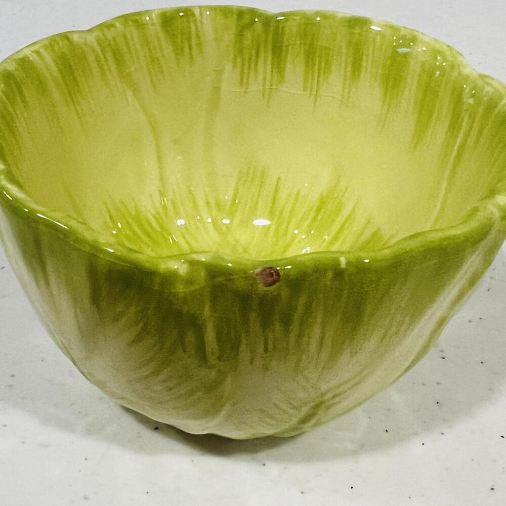 Pier One Green Leaf Cabbage Lettuce Condiment Small Ice Cream Bowl set of 4 - Picture 4 of 7